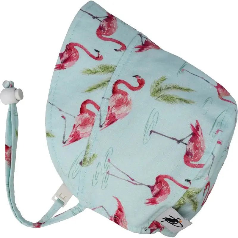 Flamingo Cotton Print Infant and Toddler UPF50+ Sun Protection Bonnet - Baby Carrier AccessoriesLittle Zen One89273424