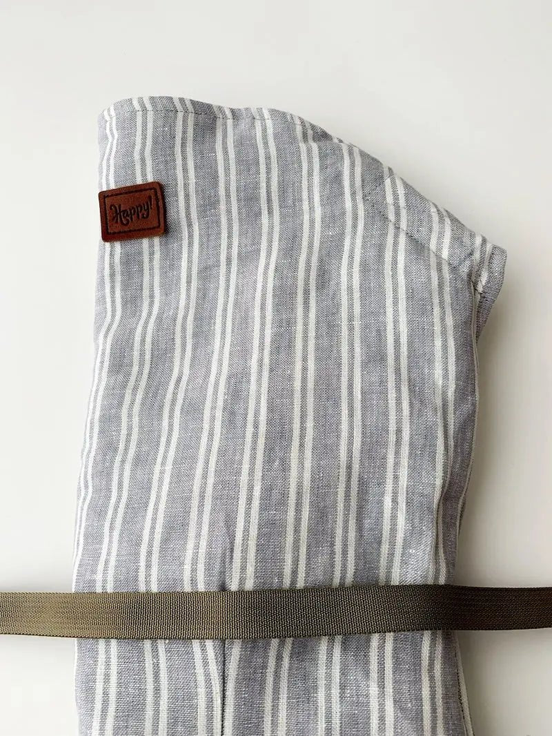 French Stripe with Desert Tan Original Baby Carrier by Happy Baby Buckle Carrier