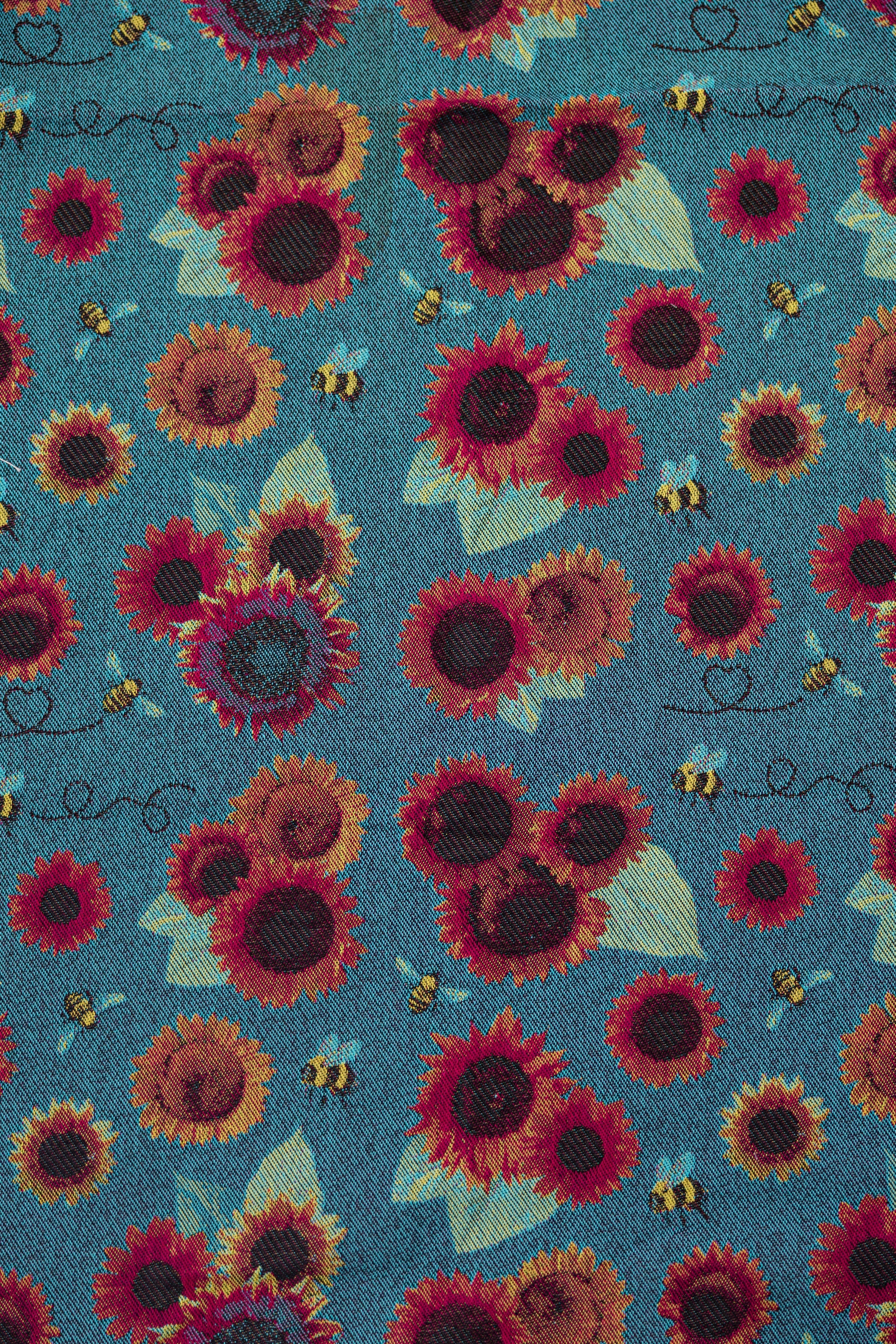 Sunflowers Bumble Blossom Long Cardigan by LennyLamb - Blue Side Out LennyLamb at Little Zen One