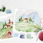 Italian Fields Watercolor Painting Kithome Hobby