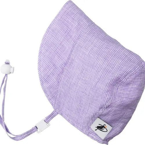 Lavender Check Linen Infant and Toddler Upf50 Sun Protection Bonnet Baby