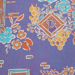 Floral and decorative pattern with dog illustrations on a purple background