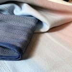 Lisca Opal Woven Wrap by Didymos, close-up of the navy, blue, white and pink lisca weave