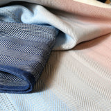 Lisca Opal Woven Wrap by Didymos, close-up of the navy, blue, white and pink lisca weave