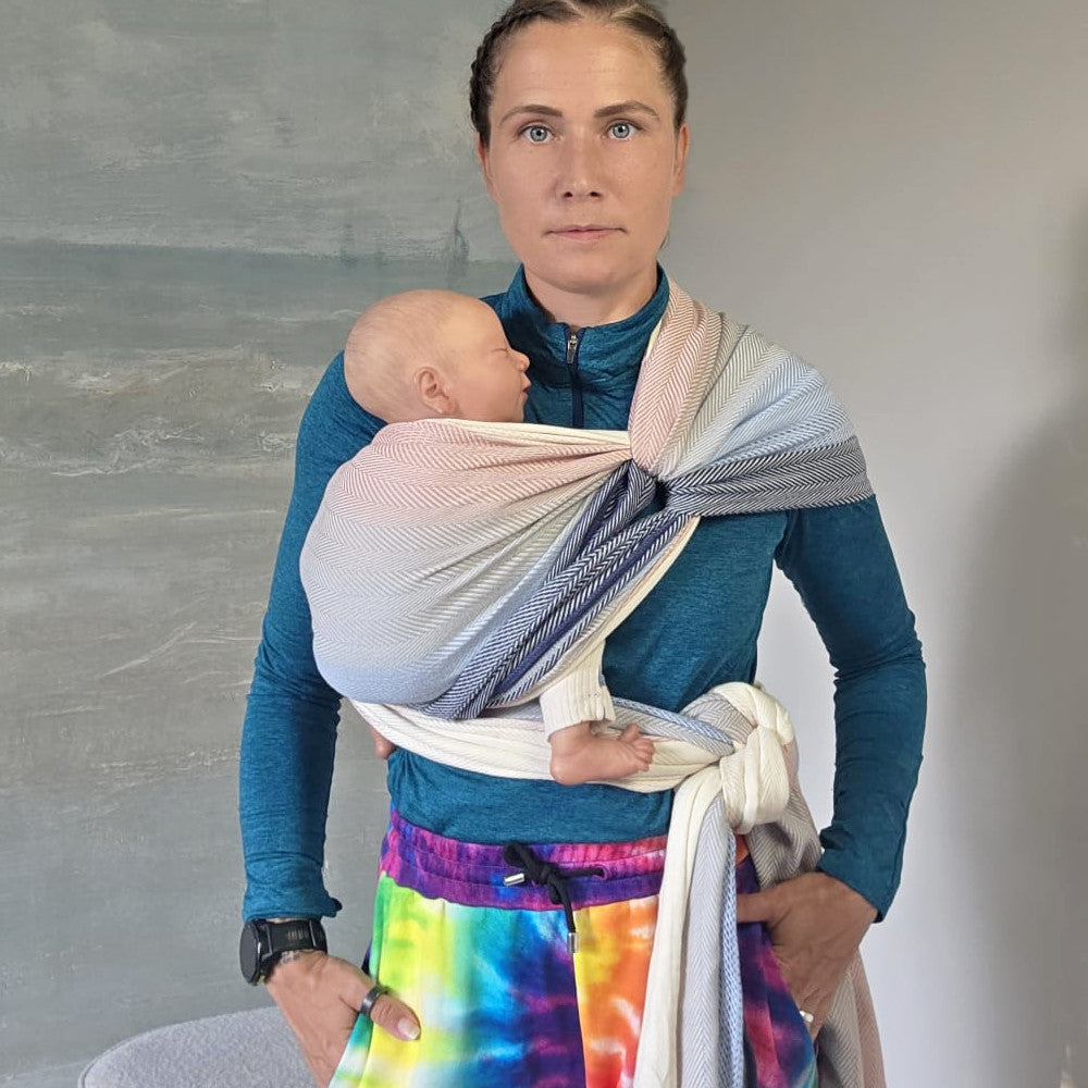 Lisca Opal Woven Wrap by Didymos, front carry tied at the waist