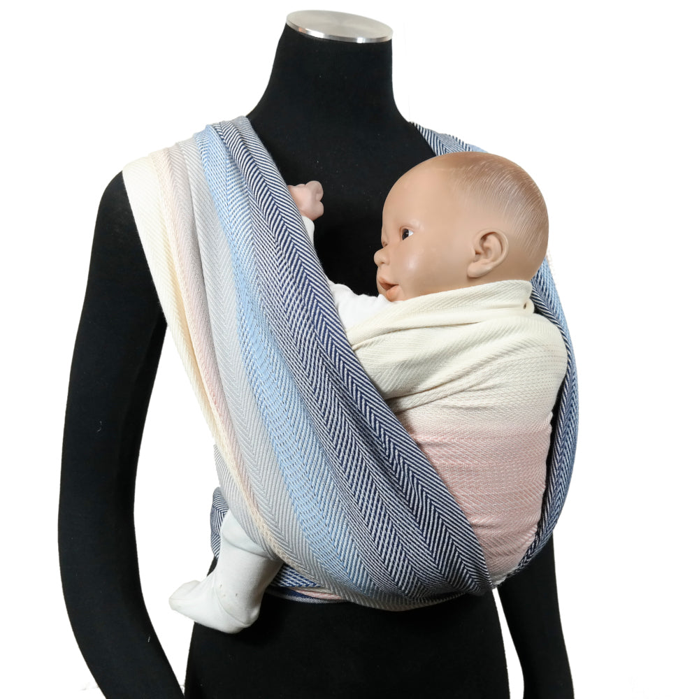 Lisca Opal Woven Wrap by Didymos, one-shoulder carry, back view