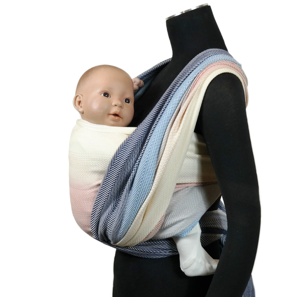 Lisca Opal Woven Wrap by Didymos, one-shoulder carry, side view