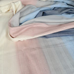 Lisca Opal Woven Wrap by Didymos, weave detail in cream, blue and pink