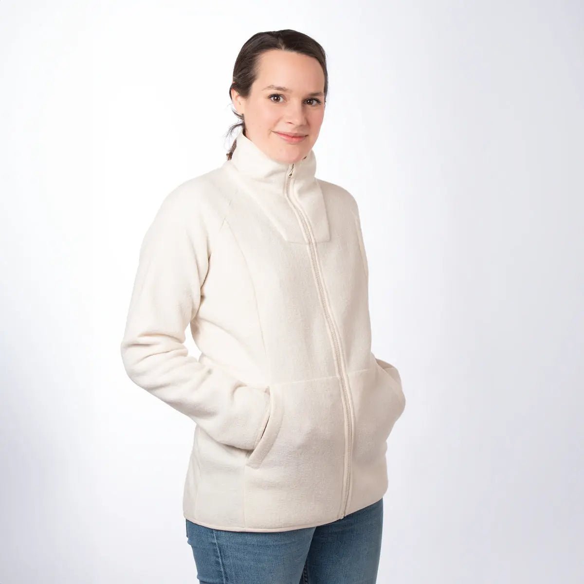 Mamalila Basel Off White Fleece Maternity and Babywearing Jacket Babywearing