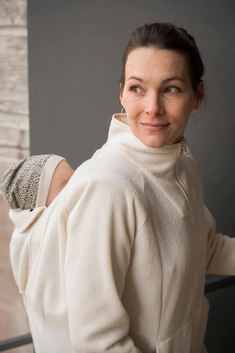 Mamalila Basel Off White Fleece Maternity and Babywearing Jacket Babywearing