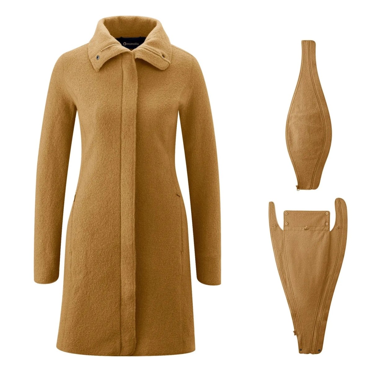 Mamalila Oslo Camel Maternity and Babywearing Wool Coat Babywearing Outerwear