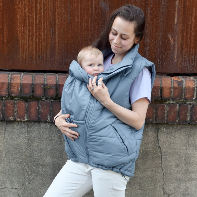 Mamalila Stockholm Steel Blue Unisex Babywearing Vest Mamalila at Little Zen One