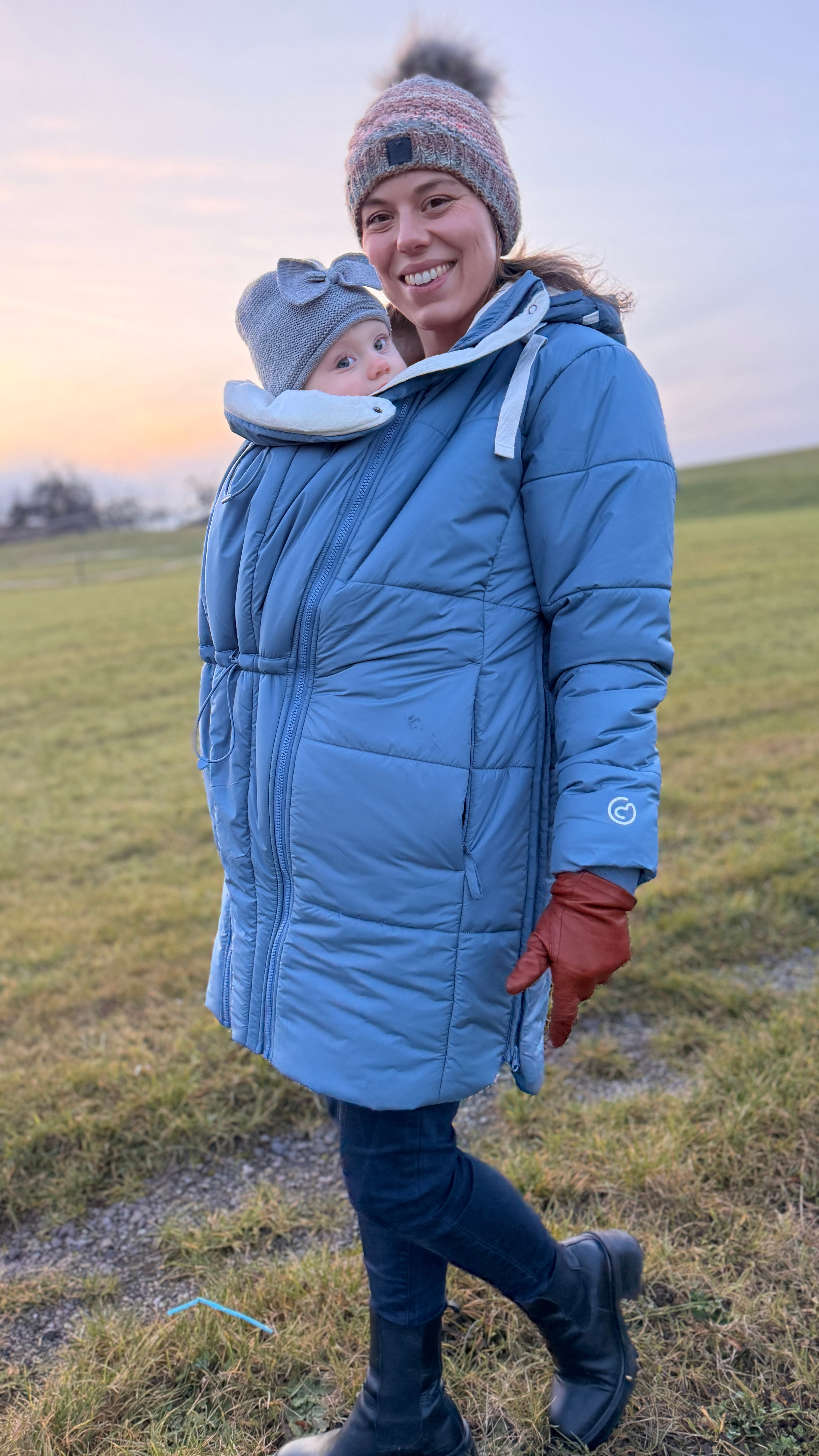 Mamalila Copenhagen Steel Blue Winter Maternity and Babywearing Coat Mamalila at Little Zen One