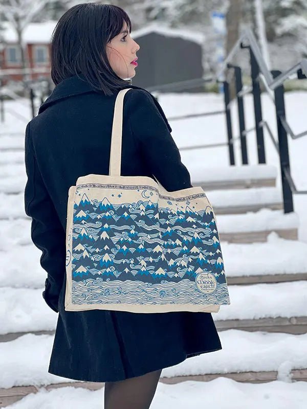 Misty Mountains Indigo Eco Tote Bag by Oscha Bags