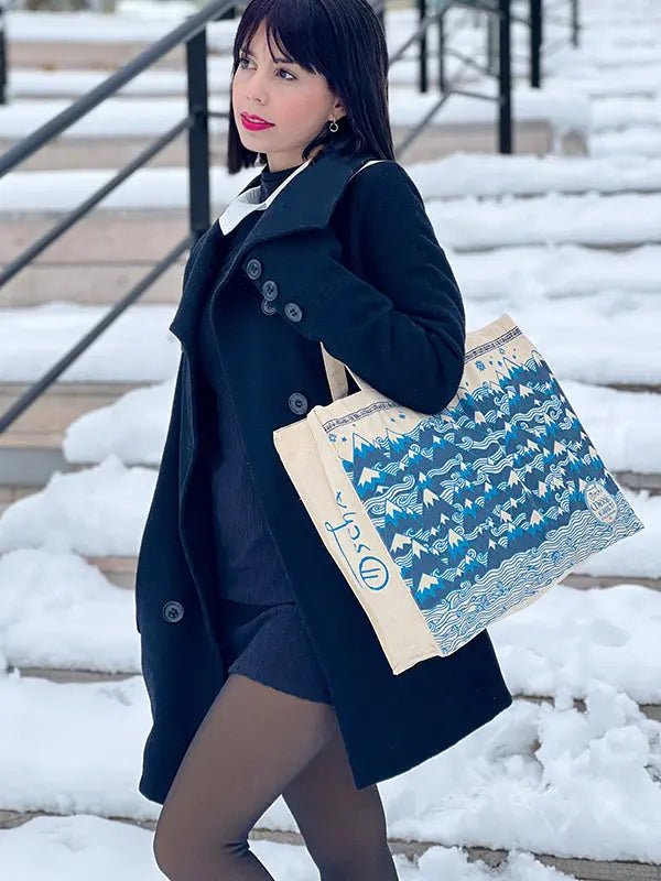 Misty Mountains Indigo Eco Tote Bag by Oscha Bags