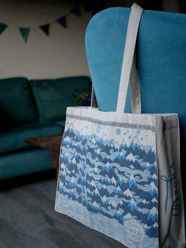 Misty Mountains Indigo Eco Tote Bag by Oscha - BagsLittle Zen One111122228