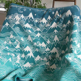 Misty Mountains Moonlit Brushed Cotton Blanket by Oscha Home Hobby