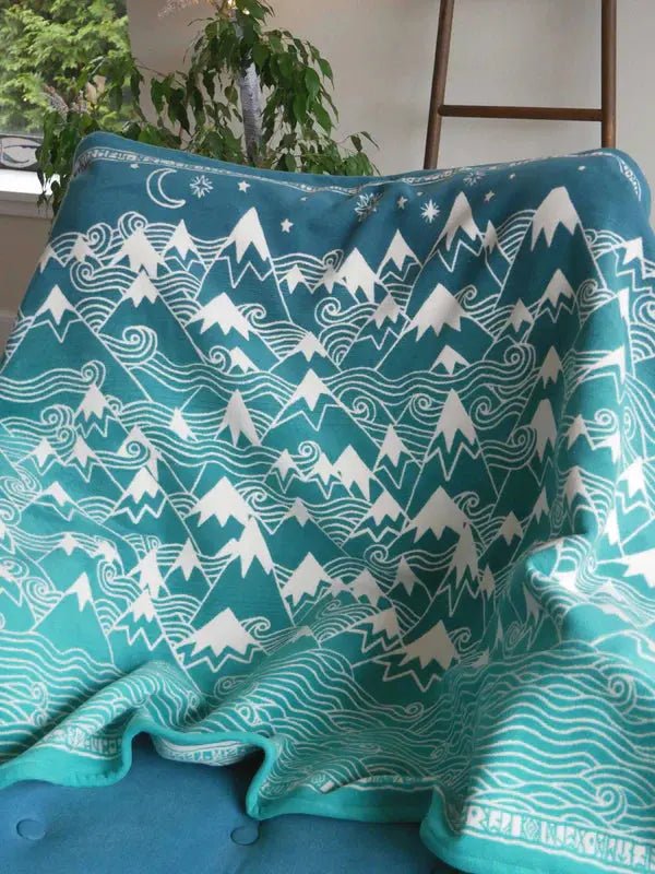Misty Mountains Moonlit Brushed Cotton Blanket by Oscha Home Hobby
