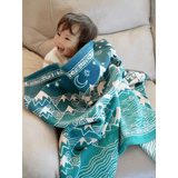 Misty Mountains Moonlit Brushed Cotton Blanket by Oscha Home Hobby