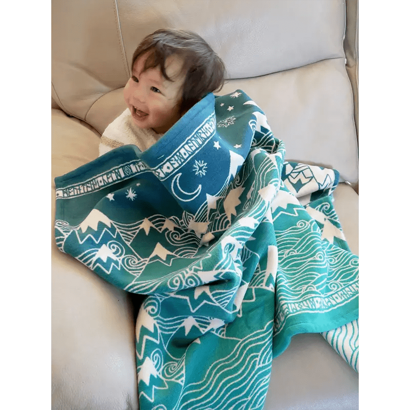 Misty Mountains Moonlit Brushed Cotton Blanket by Oscha Home Hobby
