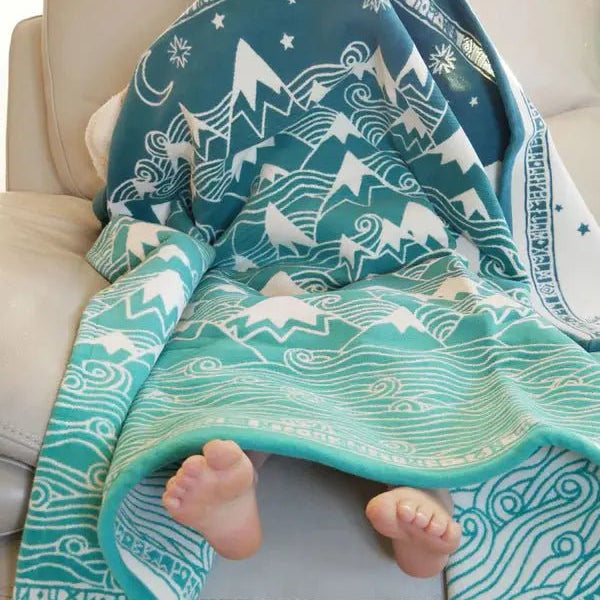 Misty Mountains Moonlit Brushed Cotton Blanket by Oscha Home Hobby