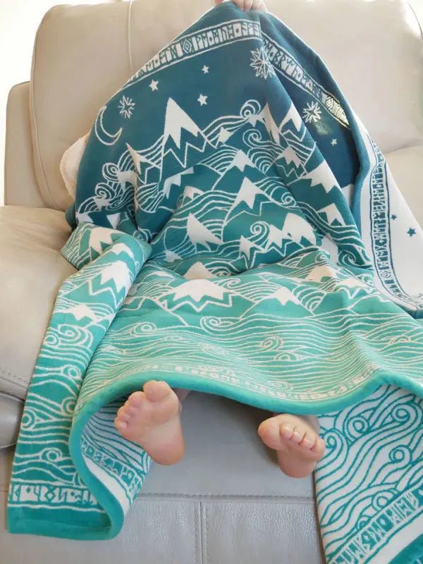Misty Mountains Moonlit Brushed Cotton Blanket by Oscha Home Hobby