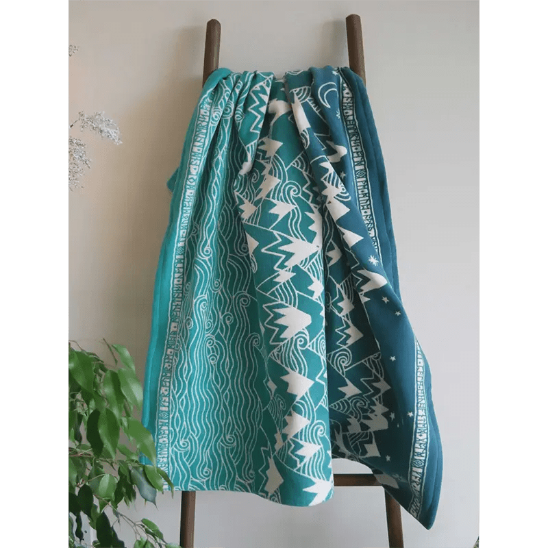 Misty Mountains Moonlit Brushed Cotton Blanket by Oscha Home Hobby