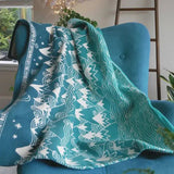 Misty Mountains Moonlit Brushed Cotton Blanket by Oscha Home Hobby