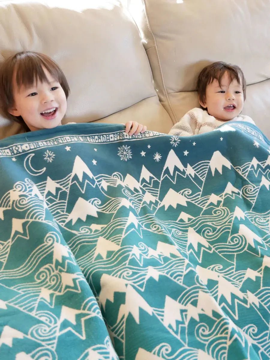 Misty Mountains Moonlit Brushed Cotton Blanket by Oscha Home Hobby