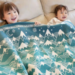 Misty Mountains Moonlit Brushed Cotton Blanket by Oscha Home Hobby