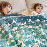 Misty Mountains Moonlit Brushed Cotton Blanket by Oscha Home Hobby