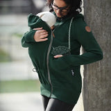 Angel Wings Babywearing Hoodie Bottle Green