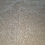 Textile with wave pattern on a ecru warp with woodthrush cotton  organic cotton wetspun linen