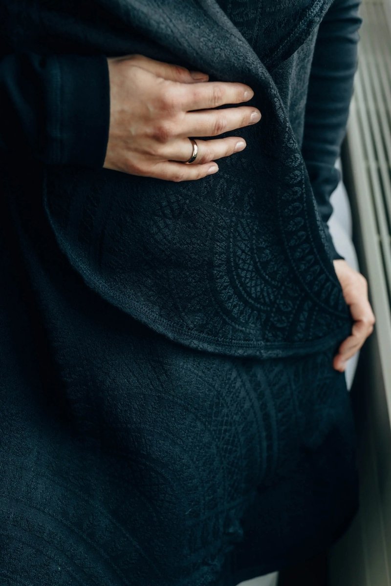 Peacock's Tail Pitch Black Long Cardigan by LennyLamb - Babywearing OuterwearLittle Zen One5907557788281