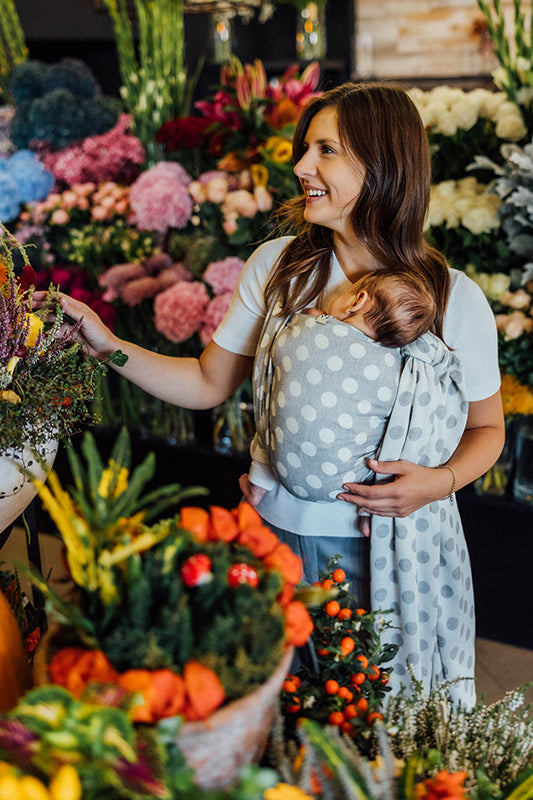 Polka Dots Plop Woven Wrap by LennyLamb LennyLamb at Little Zen One