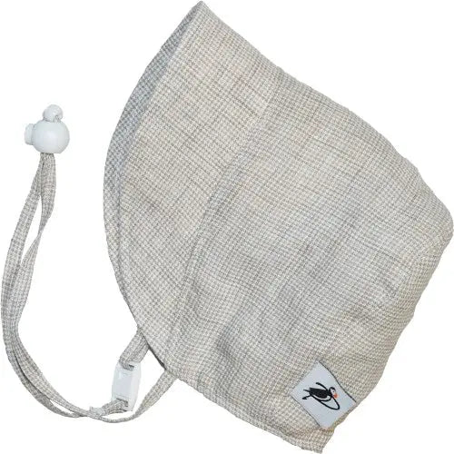 Puffingearinfantsunprotection Bonnet Summerdaylinen Natural Check Madeincanada