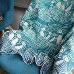 Puffins Bass Rock Brushed Cotton Blanket by Oscha Home Hobby
