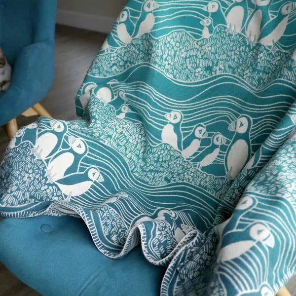 Puffins Bass Rock Brushed Cotton Blanket by Oscha - Home & HobbyLittle Zen One64360528
