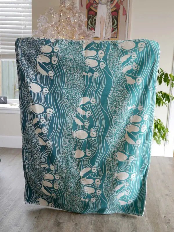 Puffins Bass Rock Brushed Cotton Blanket by Oscha - Home & HobbyLittle Zen One64360528