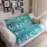 Puffins Bass Rock Brushed Cotton Throw by Oscha Home Hobby