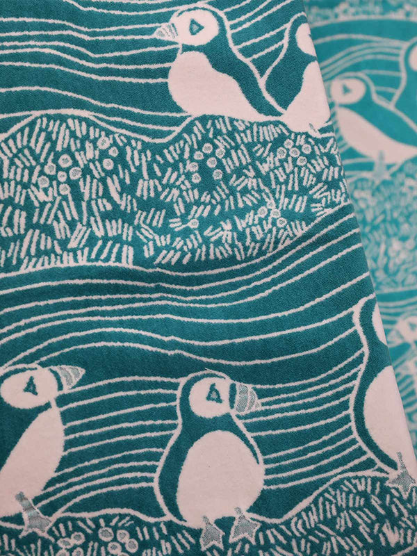 Puffins Bass Rock Brushed Cotton Throw by Oscha Home Hobby