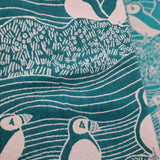Puffins Bass Rock Brushed Cotton Throw by Oscha Oscha at Little Zen One