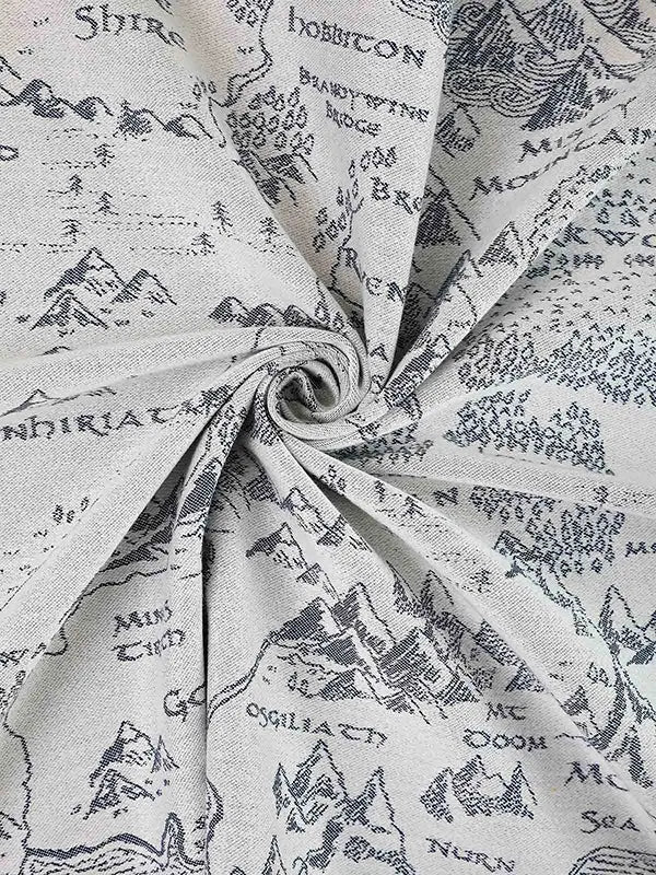 Realm of Middle Earth Ink Fabric Piece by Oscha Fabric