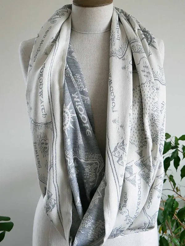 Realm of Middle Earth Ink Infinity Loop Scarf