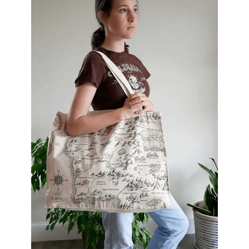 Realm of Middle Earth Large Eco Tote Bag by Oscha Bags