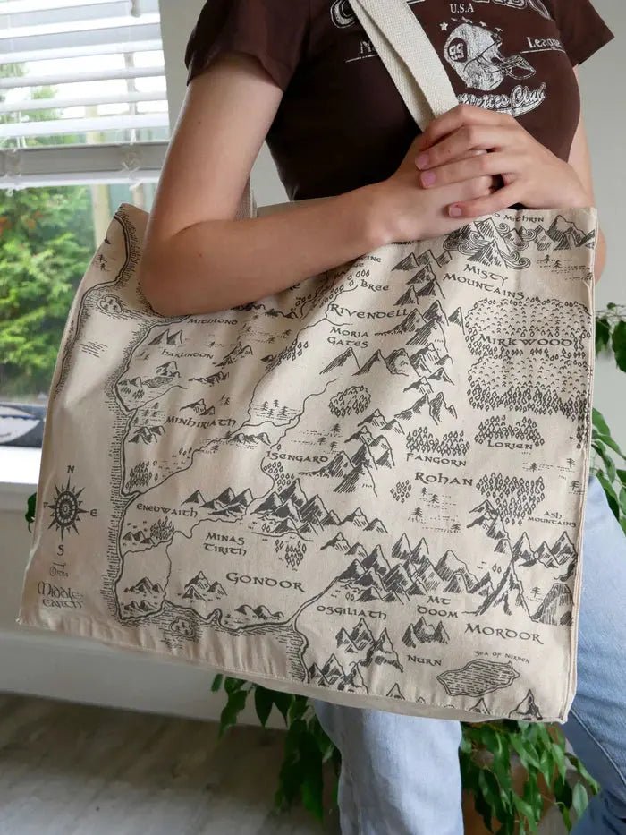Realm of Middle Earth Large Eco Tote Bag by Oscha Bags