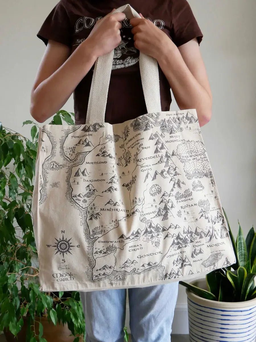 Realm of Middle Earth Large Eco Tote Bag by Oscha Bags