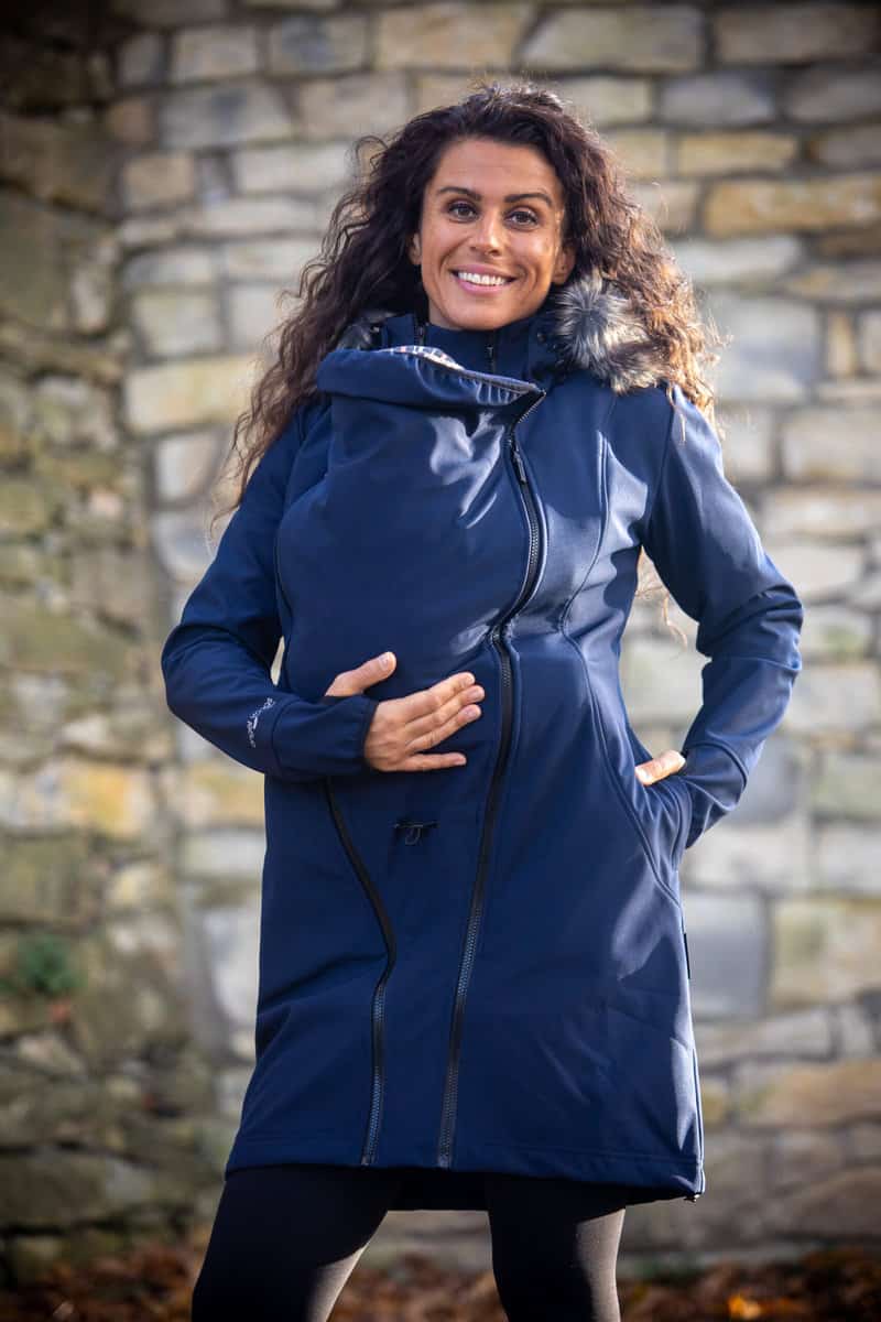 Angel Wings Babywearing Softshell Coat Navy Angel Wings at Little Zen One