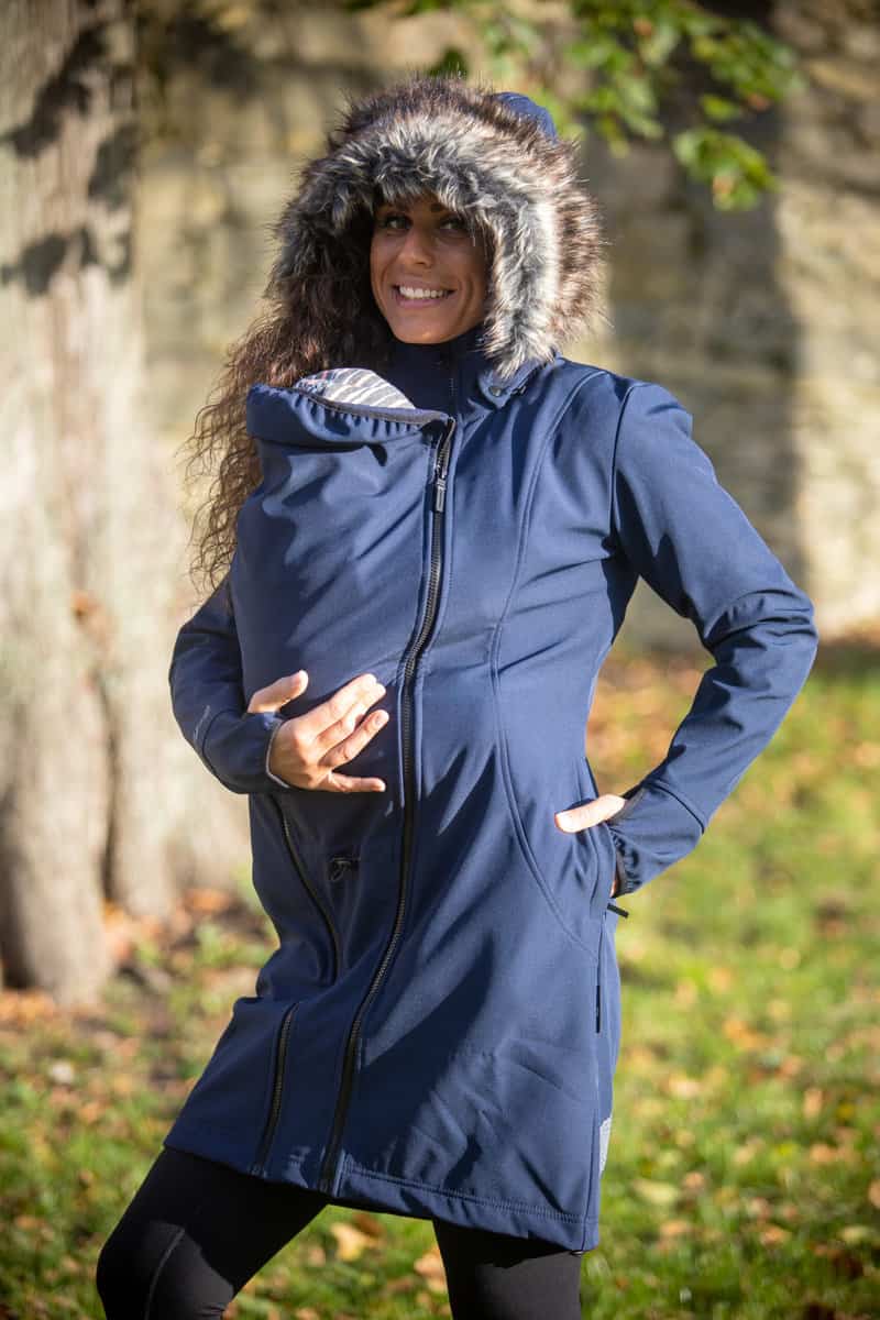 Angel Wings Babywearing Softshell Coat Navy Angel Wings at Little Zen One