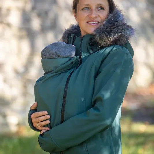 Angel Wings Babywearing Softshell Coat Green Angel Wings at Little Zen One